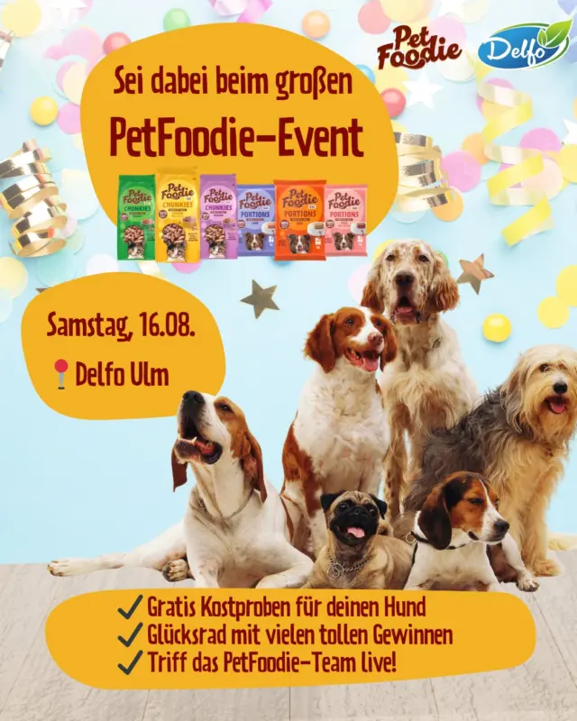 Wir sind am 16. August in der Delfo-Filiale von @delfo.store in Ulm für euch vor Ort – und freuen uns riesig, euch und eure Vierbeiner persönlich kennenzulernen! 💛
Kommt vorbei und entdeckt:
- Unsere leckeren PetFoodie-Produkte zum Probieren – natürlich kostenlos für eure Fellnasen
- Unser Glücksrad mit vielen tollen Gewinnen
- Spannende Einblicke in unsere Marke und Philosophie
📅 Wann & Wo?
📍 Samstag, 16.08. – Delfo Ulm | 15:00–19:00 Uhr
Wir freuen uns auf einen tierisch tollen Austausch mit euch!
#petfoodie #barf #frischfleisch #produkttest #hundefutter #katzenfutter #barffutter #dogfood #catfood